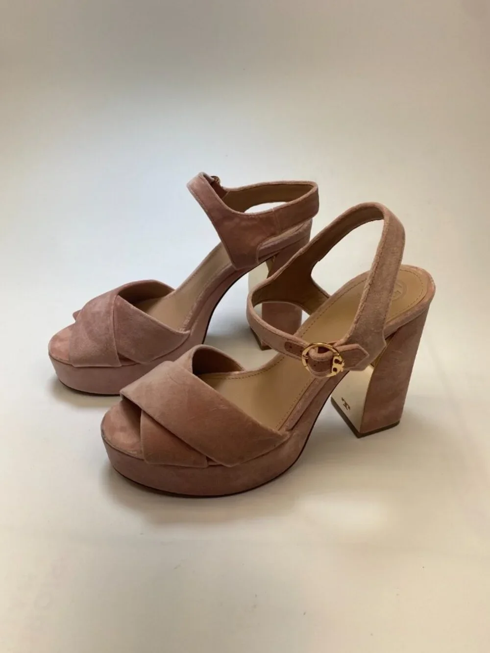 Tory Burch Womens Velvet Loretta Pink Suede Platform Sandals Sz 11